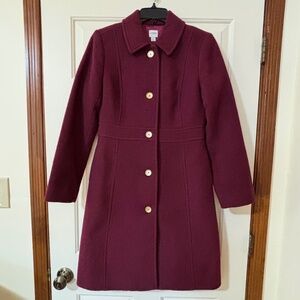 J.Crew Lady Day Topcoat in Italian wool blend, Plum/purple color, size 4